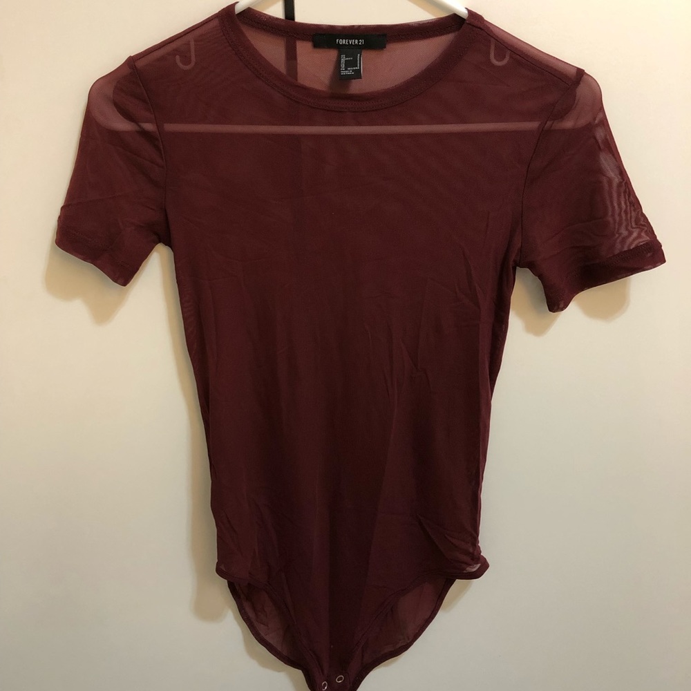 Mesh Bodysuit Maroon